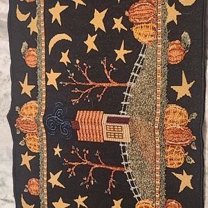 VTG Mohawk Table Runner Halloween Fall 72 inches Black Orange